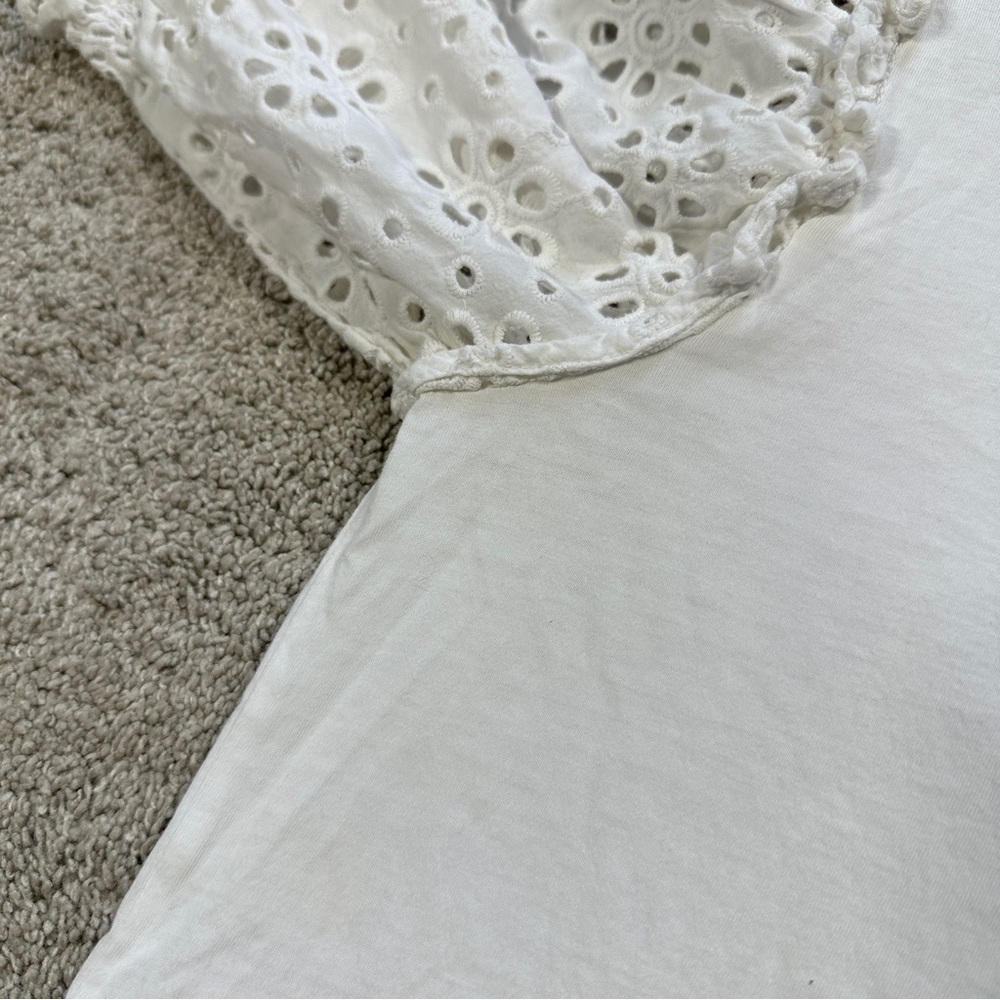 Veronica Beard Jeans Women’s Eyelet Puff Sleeve Top Boho in White Size XS - Picture 11 of 13